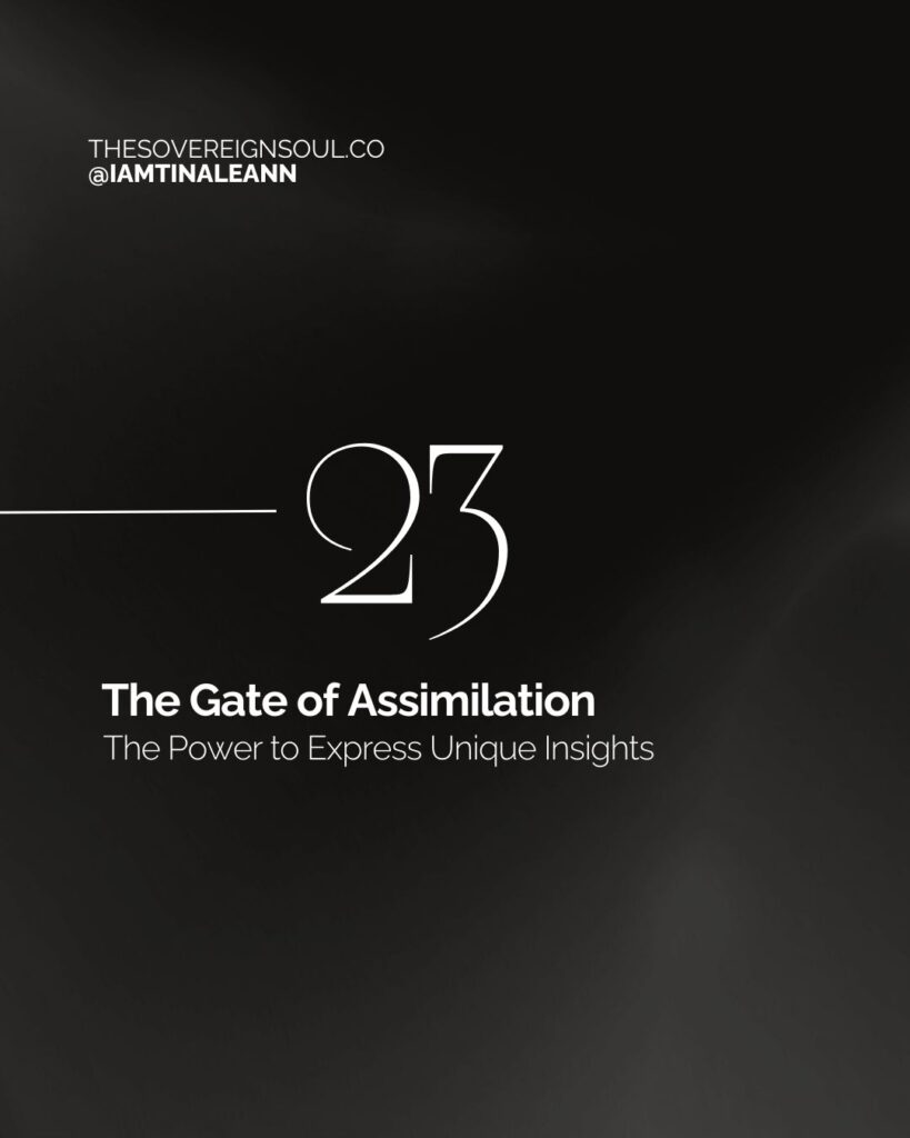 Gate 23, Throat Center, Human Design, The Gate of Transmission, The Gate of Splitting Apart, The Gate of Assimilation