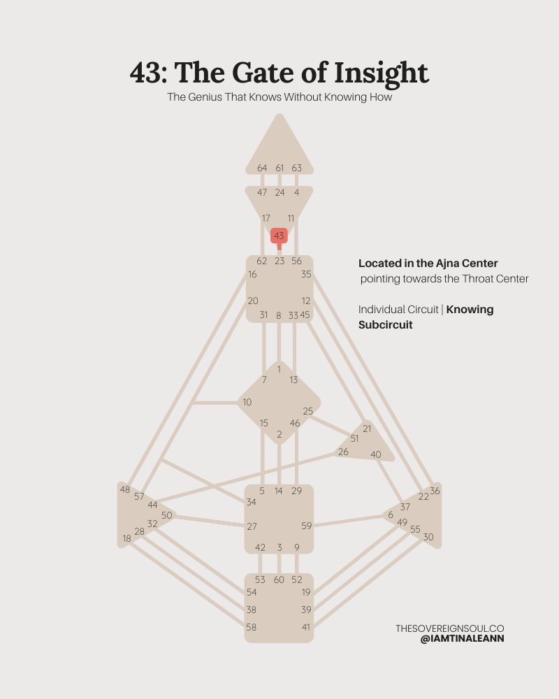 Gate 43, The Gate of Insight, Channel 43-23, Inidivdual Circuit, Knowing Subcircuit, Human Design