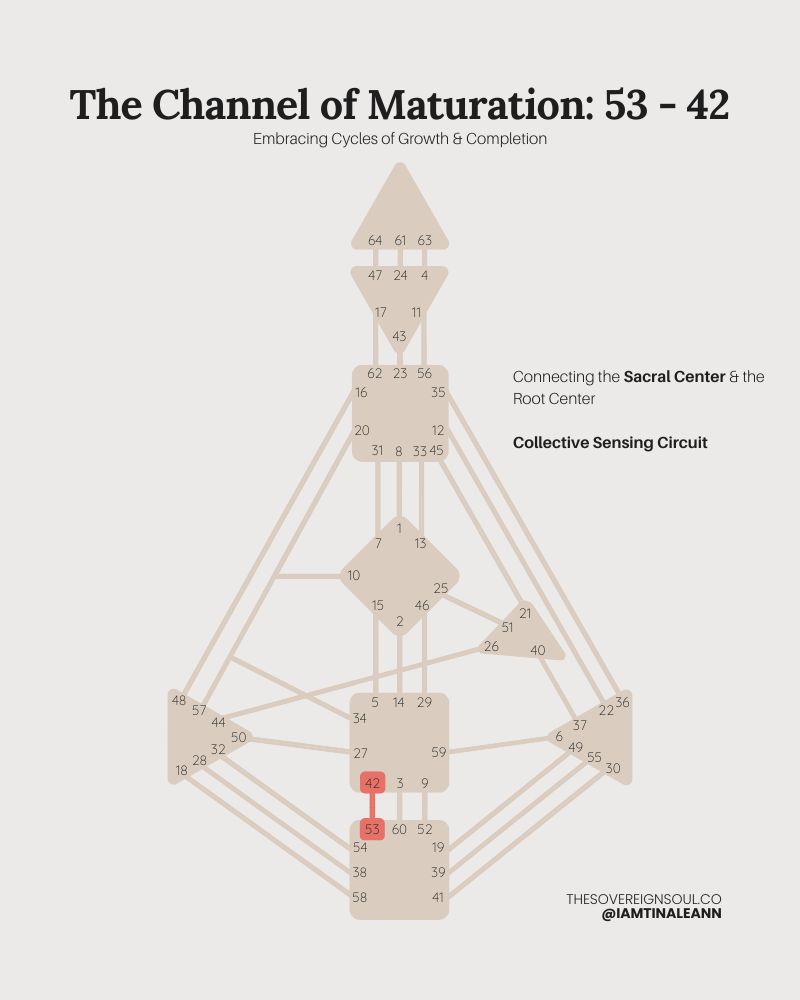 The Channel of Maturation, Channel 53-42, Gate 53, gate 42, Human Design