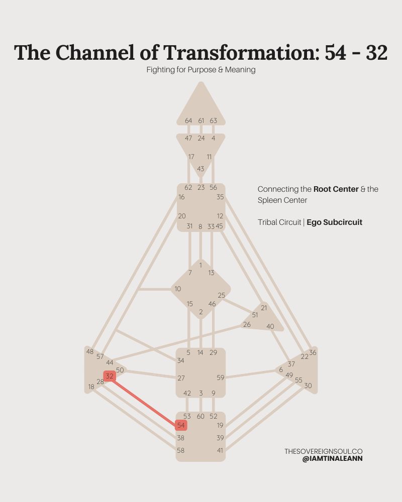 The Channel of Transformation, Channel 54-32, Gate 54, Gate 32, Human Design